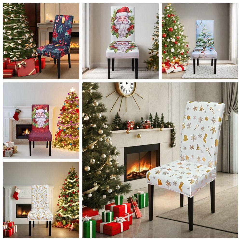 Cartoon Christmas Chair Cover Seat Protector Wear for Chairs Dinner Chair Seat Cover  Party Decor