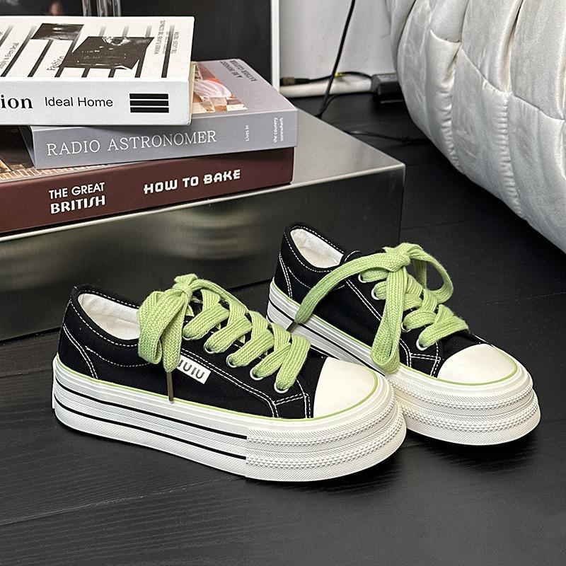 6 Autumn New Platform Canvas Shoes Versatile Classic Heightening Cloth Shoes Daily Wear Round Head White Shoes