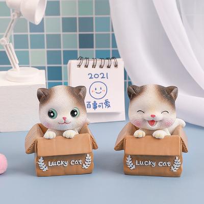 Fofos enfeites de carro de gato Miao Xiaole, enfeites de cabeça balançante para carro, acessórios de carro adoráveis de simulação de gato da sorte
