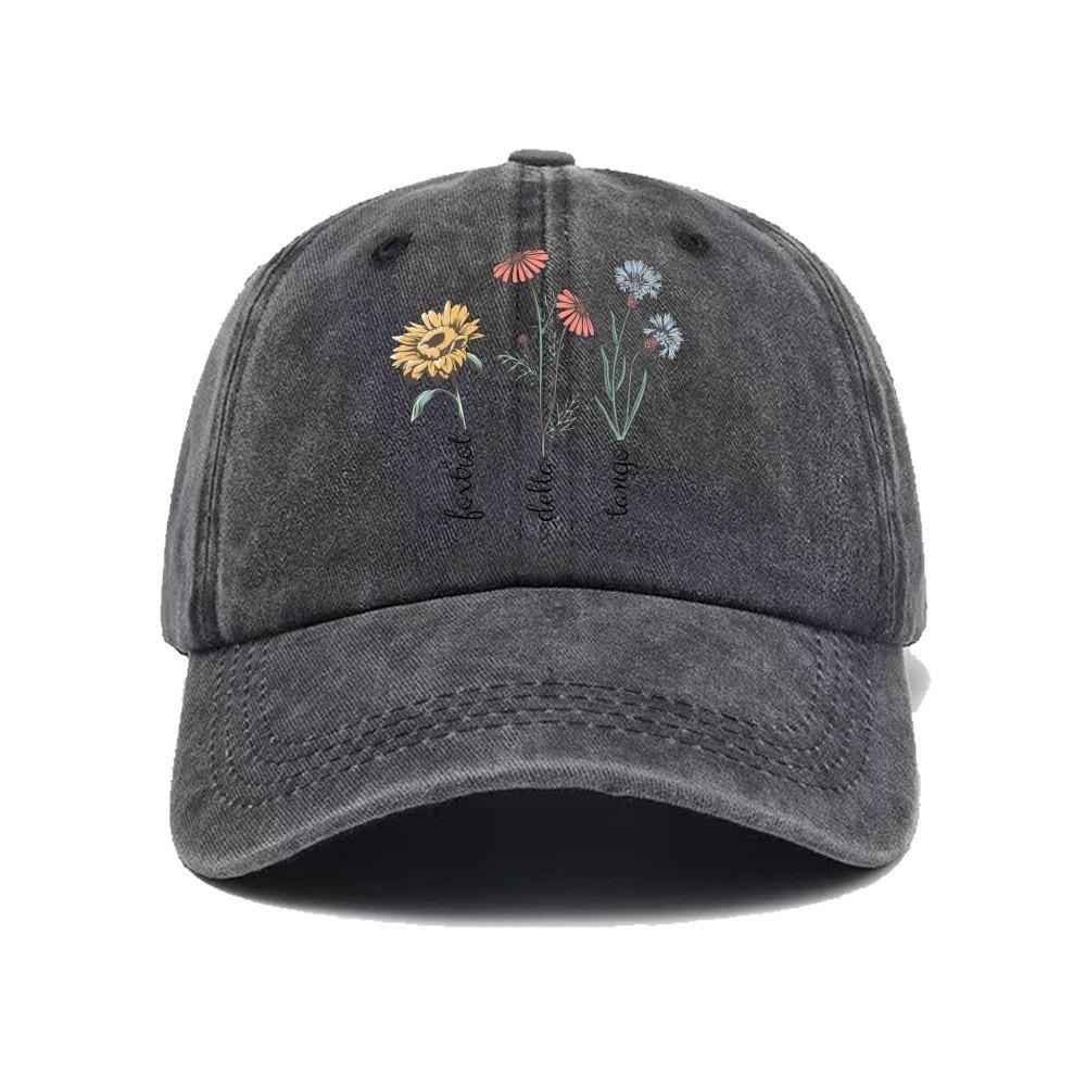 

Casual Dad Sun Hat Washed Snapback Cap Retro Printed Baseball Cap Travel чорний