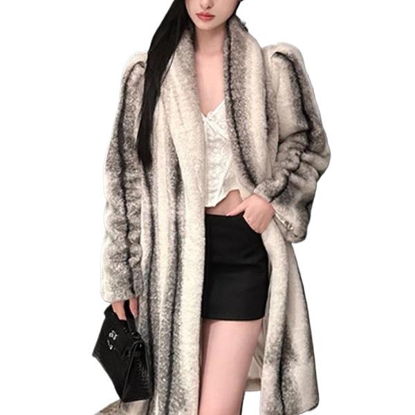 Women's Slimming Long Mink Fur Coat - Whole Velvet Warm Cross Mink
