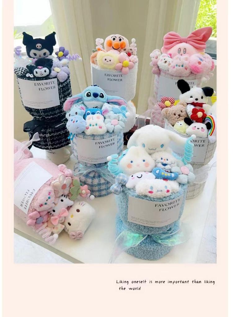 Sanrio Cartoon Plush Doll Bouquet - Perfect Christmas or Birthday Gift for Girlfriend or Best Friend