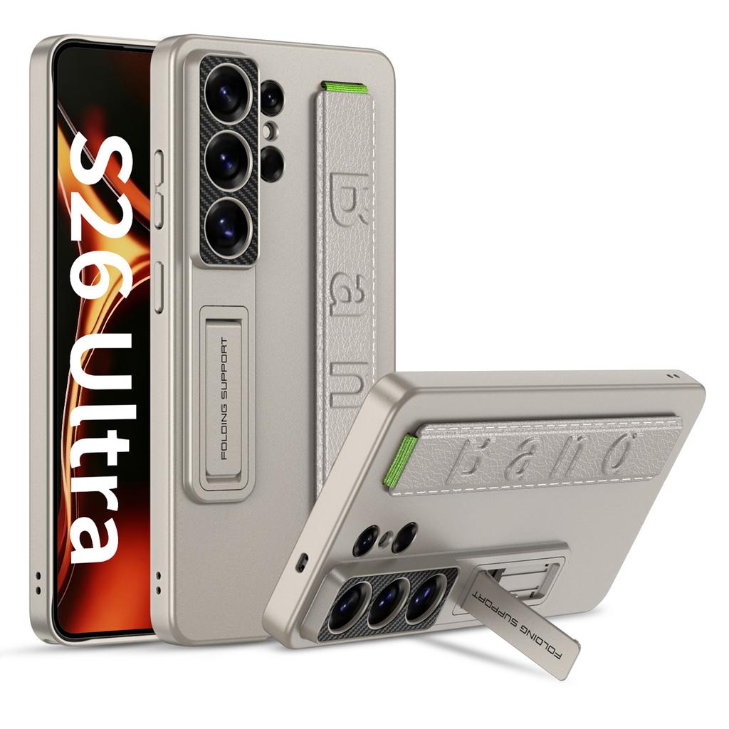 Funda GKK Para Samsung Galaxy S26 Ultra con Correa para la Muñeca y Soporte Plegable Cubierta Protectora para Teléfono de PU+PC Duro