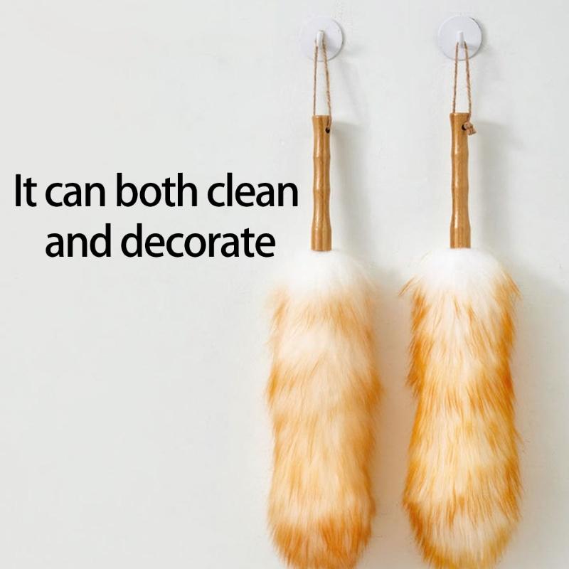 Home Cleaning Duster With Bamboos Handle Thickened Wool For Dust Removal On Electronics Furniture And Hard To Reach Area