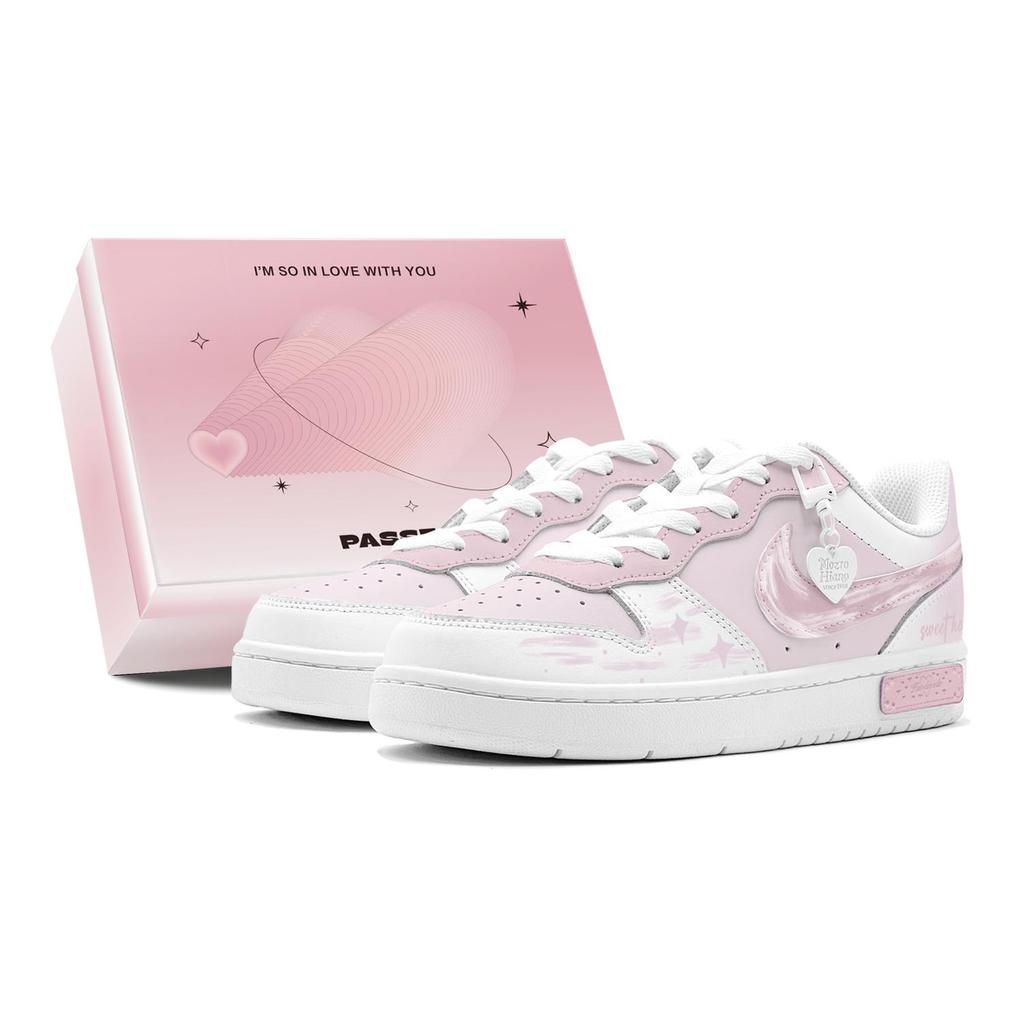 Nike Court Borough Slip Resistant Low top Skateboard Shoes GS Pink BQ5448-100(TeamS2-S-BOX)