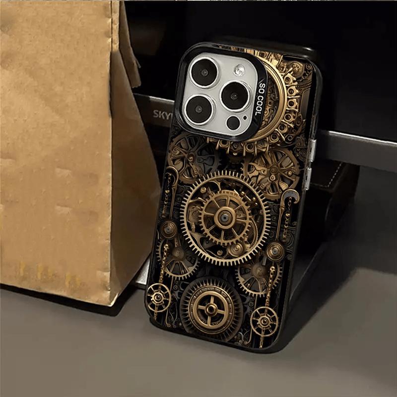 Mechanical design patterned phone case suitable for iPhone 17 16 15 14 13 12 11 Pro/ Max /Plus anti-fall and shock