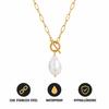 Ready to Ship Elegant Natural Baroque Pearl Gold Plated Paper Clip Chain Pendant Necklace Non Tarnish Summer Jewelry