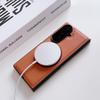360 Rotating Aluminum Folding Kickstand PU Leather Phone Case for Samsung Galaxy Z Fold 7 6 5 4 Wireless Charging Magnetic Cover