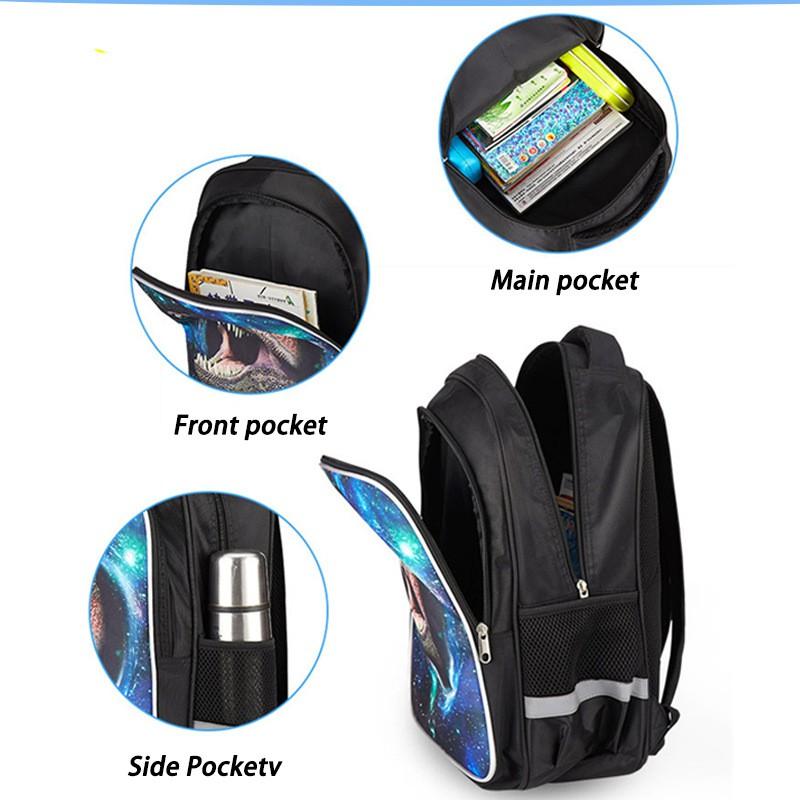 Kids Cartoon Print Backpack School Lightweight Ergonomic Design With Reflective Safety Stripes Oxford Fabric Grade 3-4