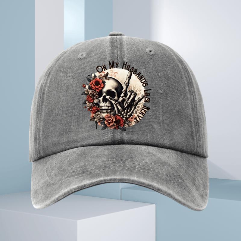 Skull Roses Skeleton Hand Rock Baseball Cap Unisex Adjustable Denim Casual Outdoor Sun Protection Hat