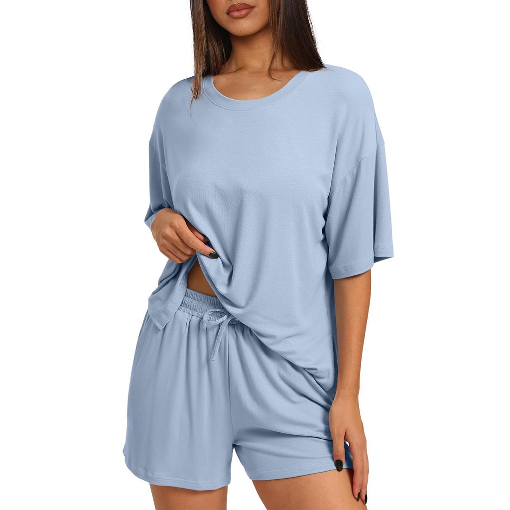 Women's Loose And Fashionable  Casual Short Sleeved Shorts Two-piece Set