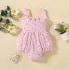 Citgeett Summer Newborn Baby Girls Ribbed Bodysuit Sleeveless Flower Dot Print Jumpsuit Bow Clothes