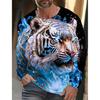 Genser med tigertrykk Høst Vinter Herre Uformell Langermet genser med rund hals Streetwear Harajuku Herreklær