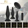 Black Silicone Butt Plug Set Wireless  Anal Training  Vibrating Butt Plugs