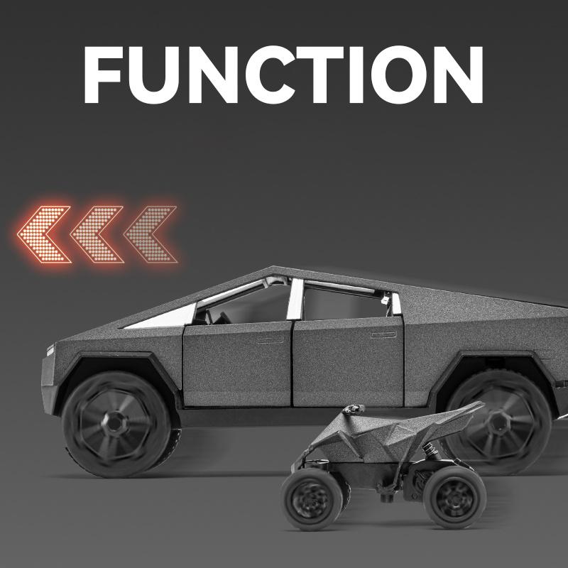 1/32 Scale Tesla Cyber Toys Off Road SUV Alloy Metal Diecast Model RV Sound Light Hobby Collection Display Decoration Boutique Gift with Boy