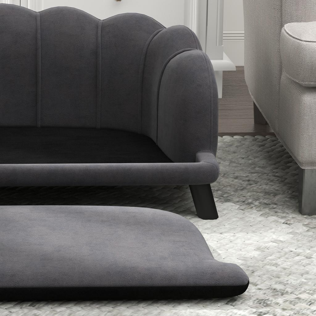 Dog Sofa, Pet Couch Bed for Medium, Large Dogs, with Legs, Cushion - Grey