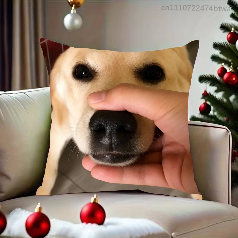 Barking Dog Meme Pillow Case For Sofa Bedroom Living Room Plush Cushion Cover Decorations and Protector