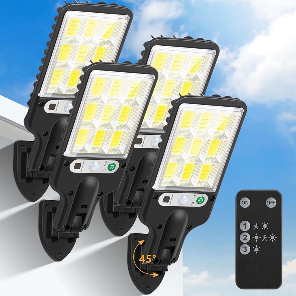 Solar LED Lights 108 COB 3 Modes Motion Sensor IP65 Waterproof Outdoor Garden Path Lighting with 180°Adjustable Panel