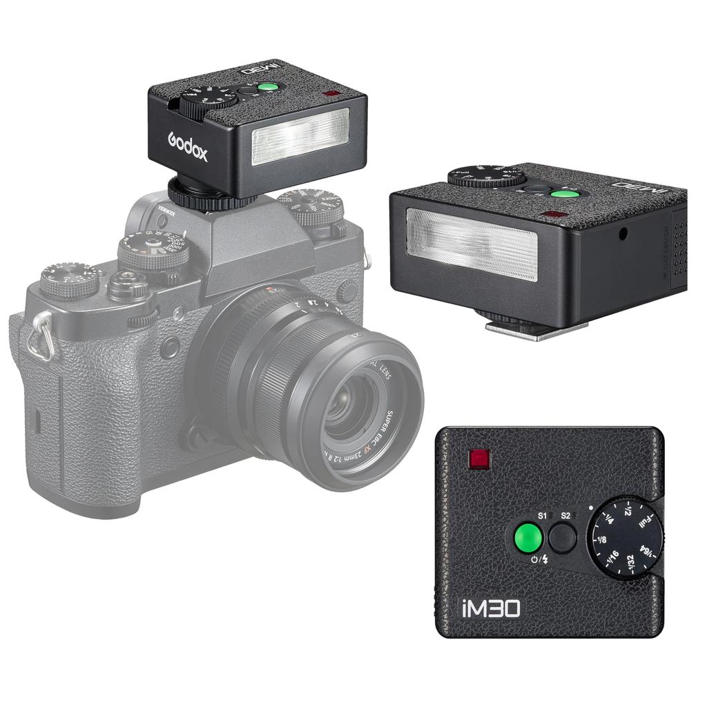Godox Flash IM30 Camera Pocket 6500K 200K Color 7 Power Levels 15 Guide Indexes Flash, ± Temperature, S1/S2 Dimming, (1/64~1/1), (ISO 100, Metric)