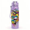1PC Vibrant Abstract Flower 750ml Color Plastic Sports Water Bottle Leakproof Flip Straw Lid Suitable for Sports Office Home Use