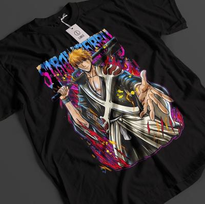 Bleach Anime Shirt Ichigo Bankai T-Shirt Byakuya T-Shirt Aizen Zaraki Unisex T-Shirt