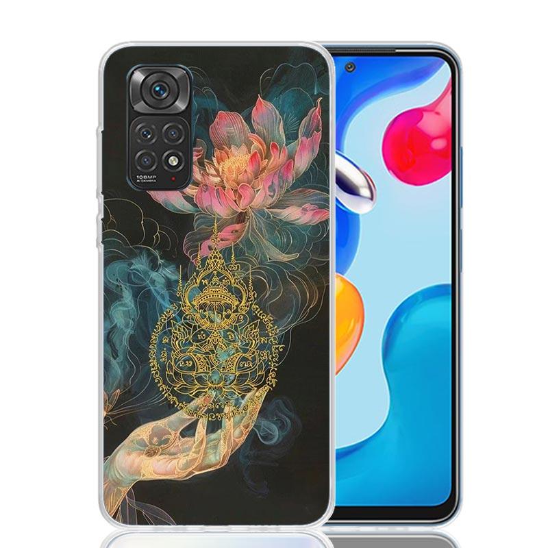 Buddhist Fire Lotus Phone Case For Xiaomi Redmi Note 13 14 15 Pro Plus 12S 12 14S 11S 11E 10 10S 11 11T 5G 4G Cover Coque Redmi