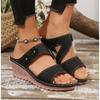 Sandals for Women Summer Metal Buckle Sandals Peep Toe Wedge Casual Thick Bottom Light Comfort Beach Slides Slippers
