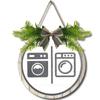 Rustic Wreath Wooden Sign Funny Toilet Sign Unisex Round Board Sign  Bathroom Sign Decor