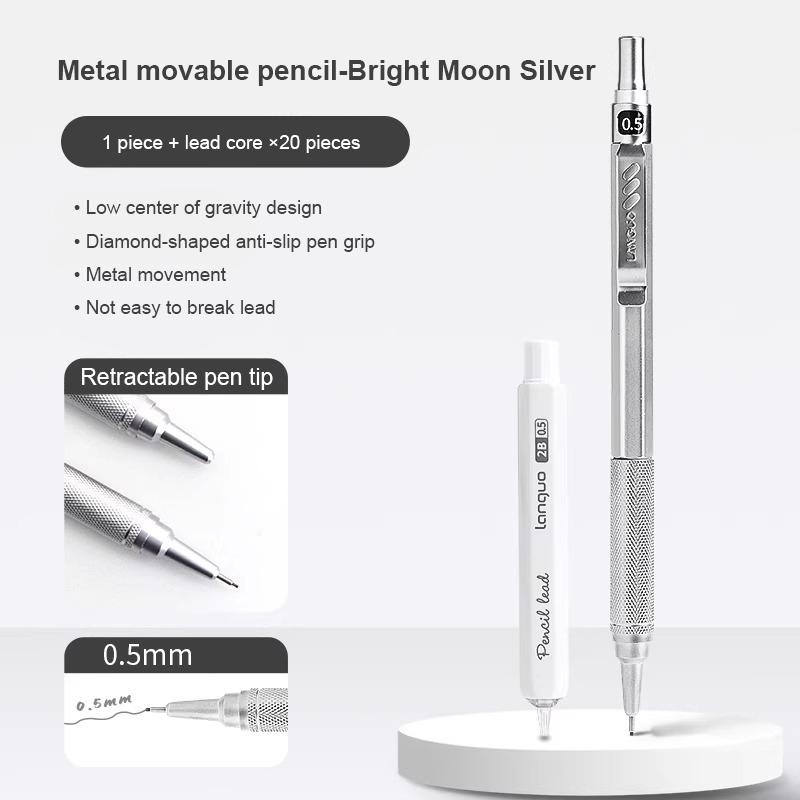 0.3 0.5 0.7 mm Full Metal Mechanical Pencil Low Center of Gravity Retractable Nib Automatic Pencils Art Drawing Sketch Pencil