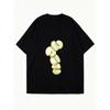 Oversized T Shirt Black Apple Slices Print Casual Everyday Wear