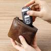 Mens and Women Retro Real Leather Zipper Wallet Card Holder Small Coins Keys Pocket Money Storage Pouch with Chain Key-ring