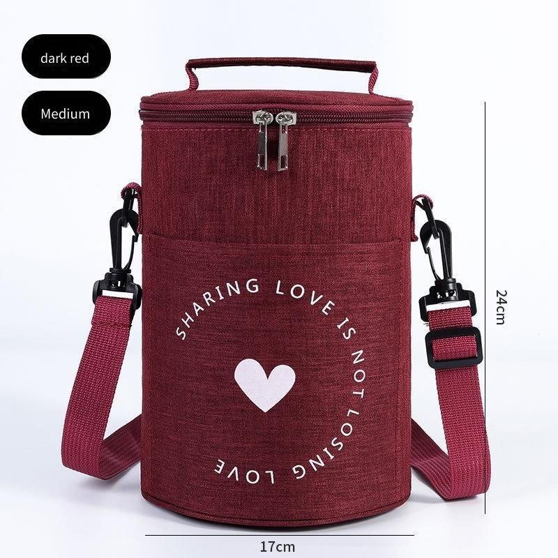 

17x24cm Insulated Lunch Bag Round Aluminum Foil Container Handheld Circular Box for School Office Picnic Multi Purpose 17x24cm червоний