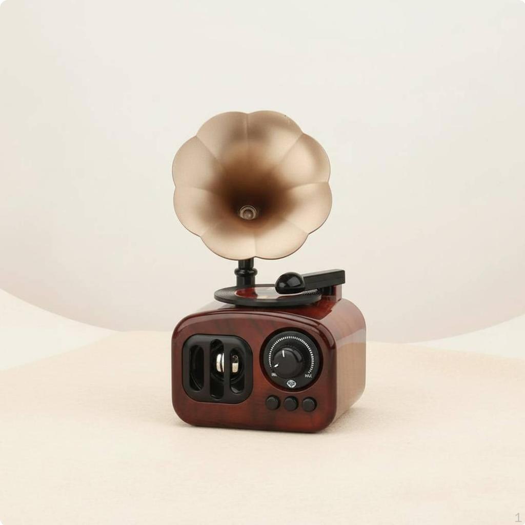 Retro Gramophone Music Box Rotating Turntable Phonograph Decorative Piece Vintage