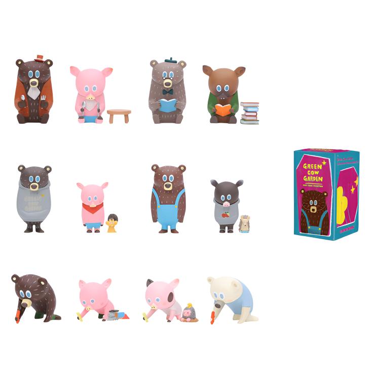 

New POP MART GREEN COW GARDEN Mini Bear Piglet Collection Mystery Boxes Single Mystery Box/Full Box 12 Pcs 210100161 Single Blind Box