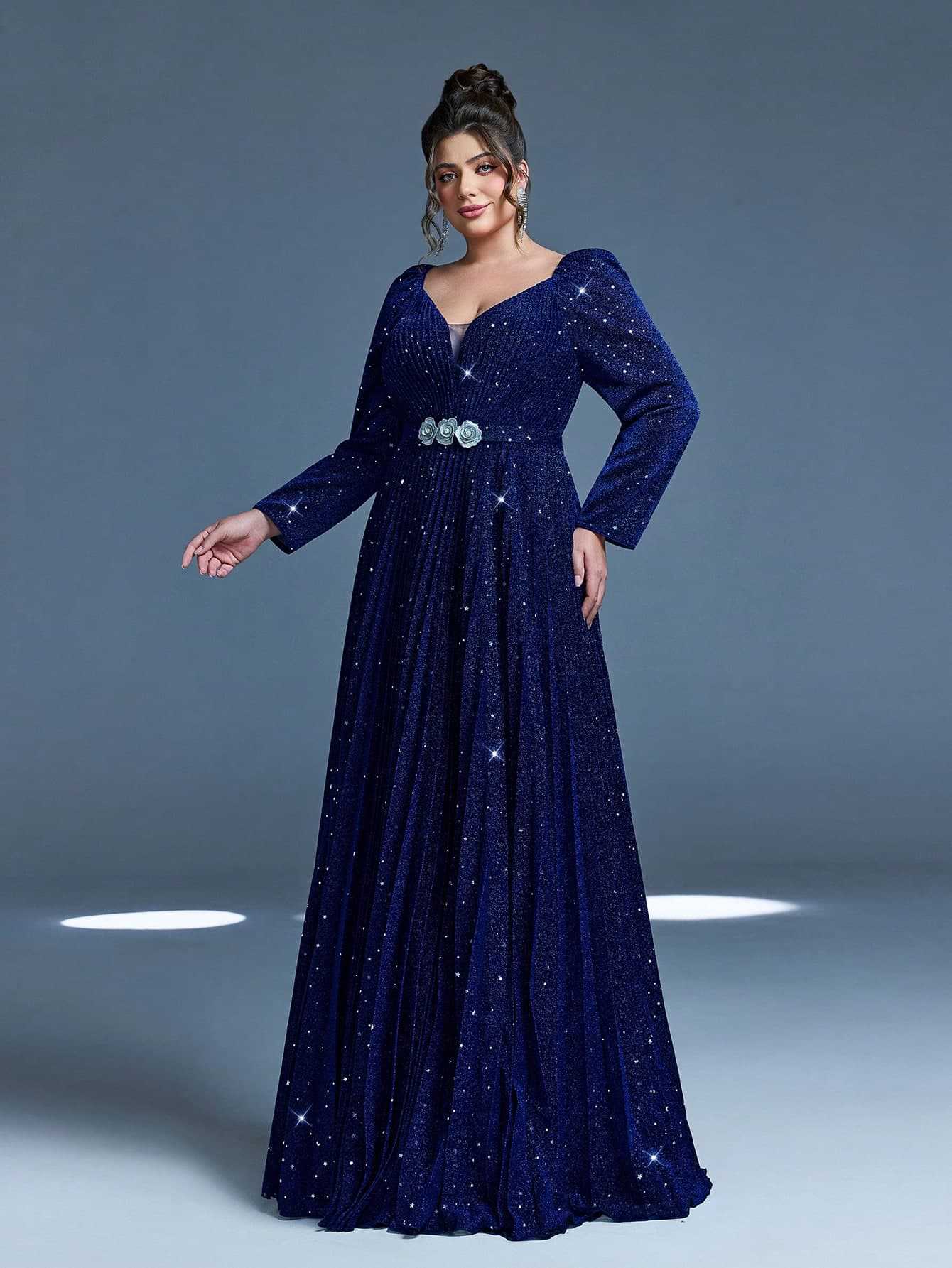 New evening dress large size sequins