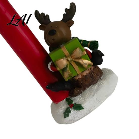 Festive Indoor Tabletop Displays Christmas Resin Figurine Candle Holder LED Flameless Electronic Light Decorative Figurines for Holidays Snowman Elf