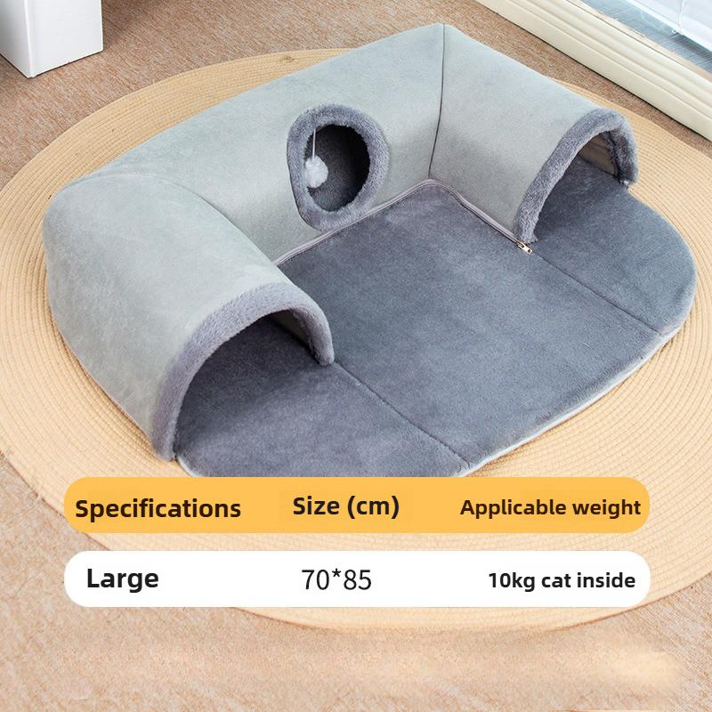 Nid Pour Chat Tunnel Gris En Forme De U, Design Détachable Chaud Et Confortable, Jouet Pour Chats, Imperméable, Attire L'attention
