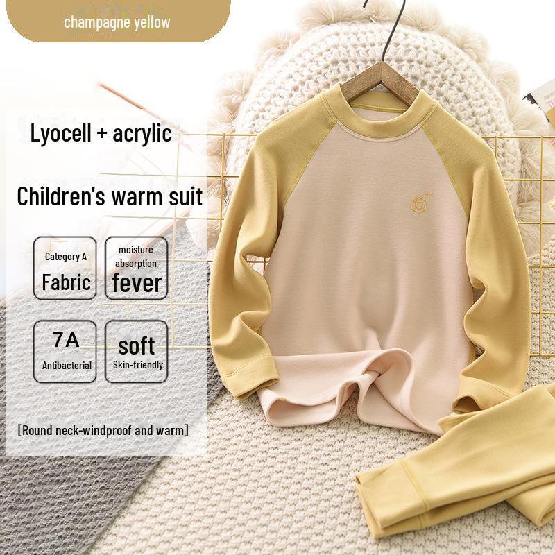 Children's Thermal Antibacterial Set: Autumn/Winter Thickened and Breathable Boy & Girl Top and Bottom with German Velvet