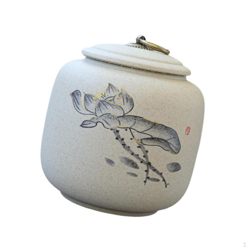 Ceramic Tea Portable 800ml Storage Canister Traditional Loose Leaf Holder for Sweet Treats And