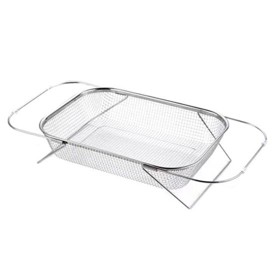 Stainless Steel Expandable Sink Colander with Mesh Design and Extendable Handles for Versatile Straining