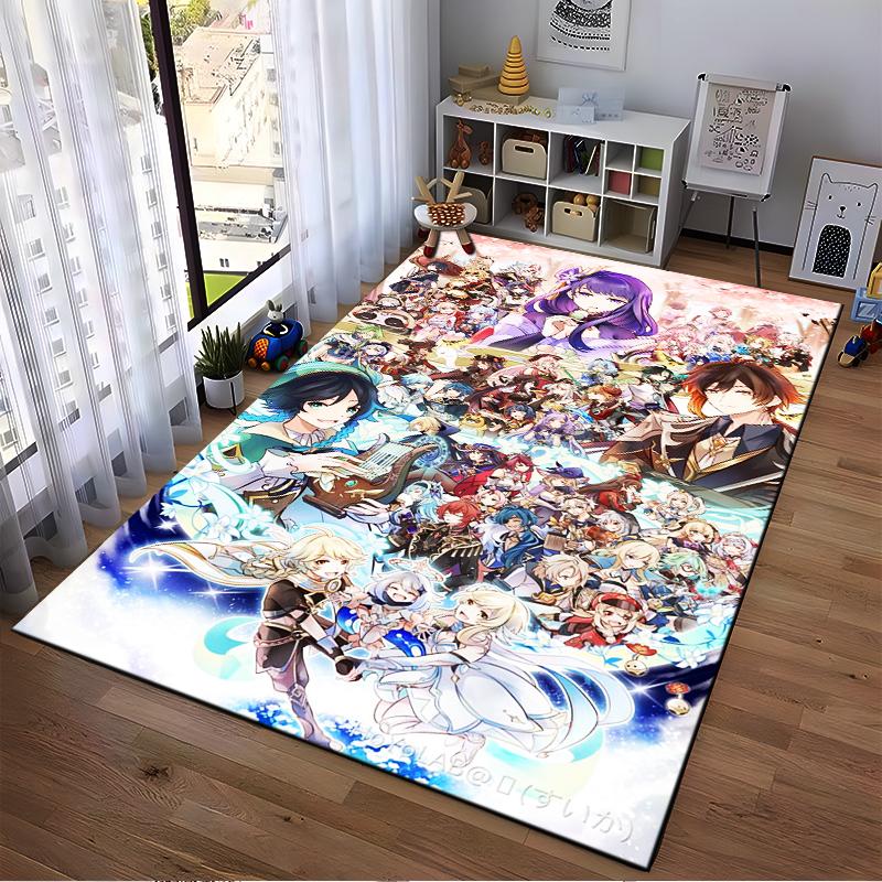 "Anime Style Colorful Carpet with Fantasy Characters and Designs" Suitable for use as an anti-slip for living room bedroom sofas