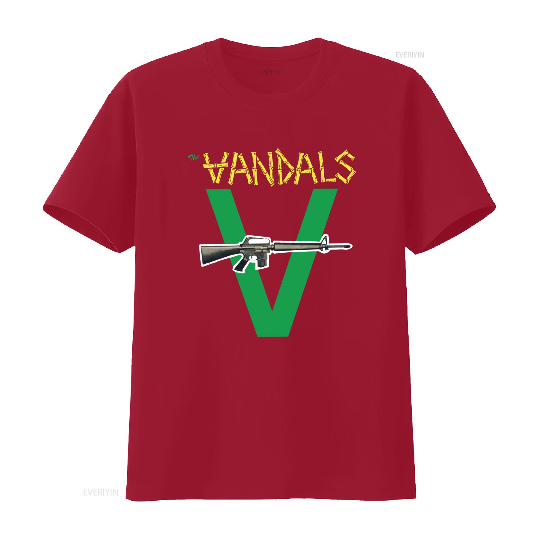 Mens The Vandals Original Logo Green V and Gun Print T Shirt Medium Black vintage Washed streetwear designer clothes S