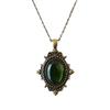 Vintage Grøn Kvarts Krystal Halskæde Imitation af Gammel Metal Halskæde Til Kvinder Vampire Præget Heks Smykke Accessories