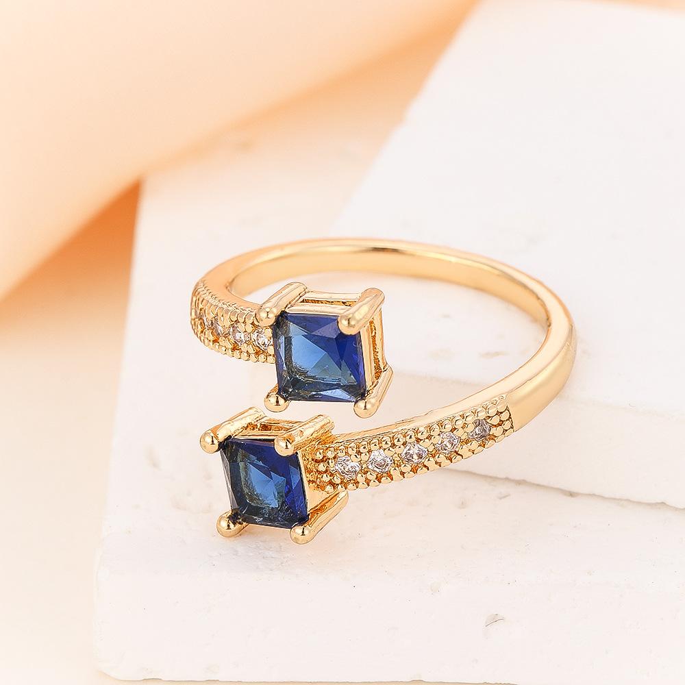 European and American Style Square Ring with Geometric Cross Temperament, Niche Rings for Women
