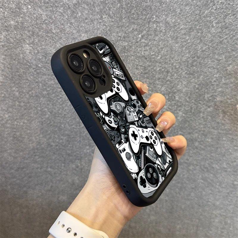 Ins Trendy Game Controller Full Print Shockproof Phone Case for iPhone 17  16 15 14 13 12 11 Pro Max Hard Shell Material Cover