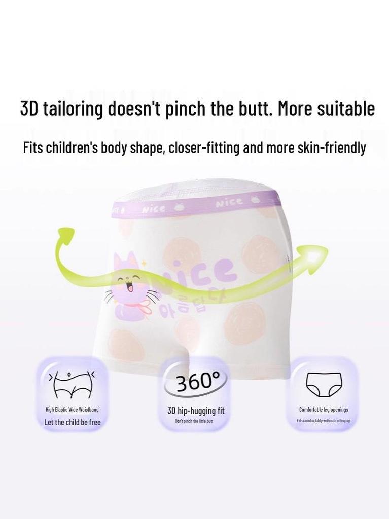 Pure Cotton Breathable Girls' Boxer Briefs - Infant & Toddler Antibacterial Underwear