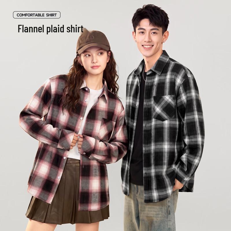 Demana Men's American Casual Plaid Long Sleeve Button-Down Shirt