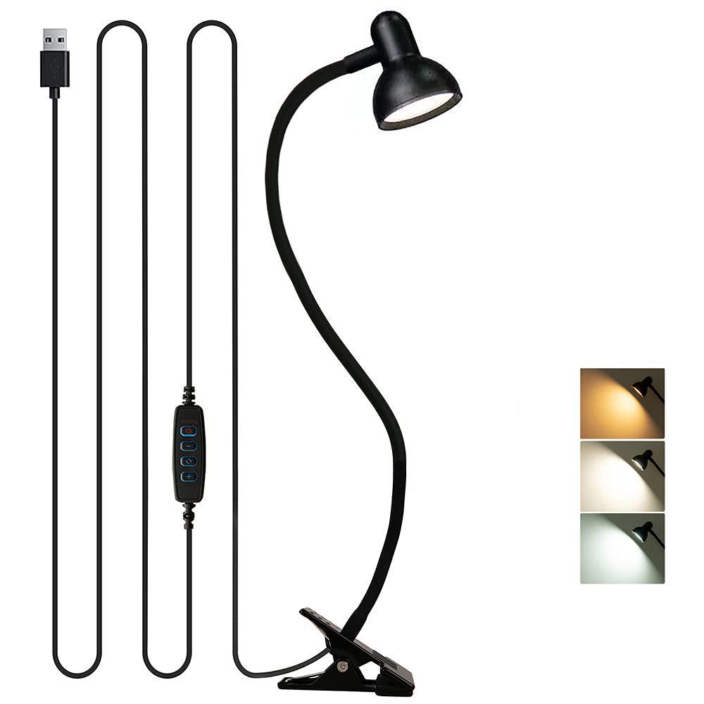 Eye Protection LED Clip Lamp for Bedroom & Living Room - USB Desk Lamp with Spotlight & Fill Light