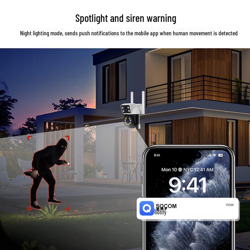SMVP Outdoor Dual-Lens WiFi Security Camera Q1020S CN plug (adapter included)