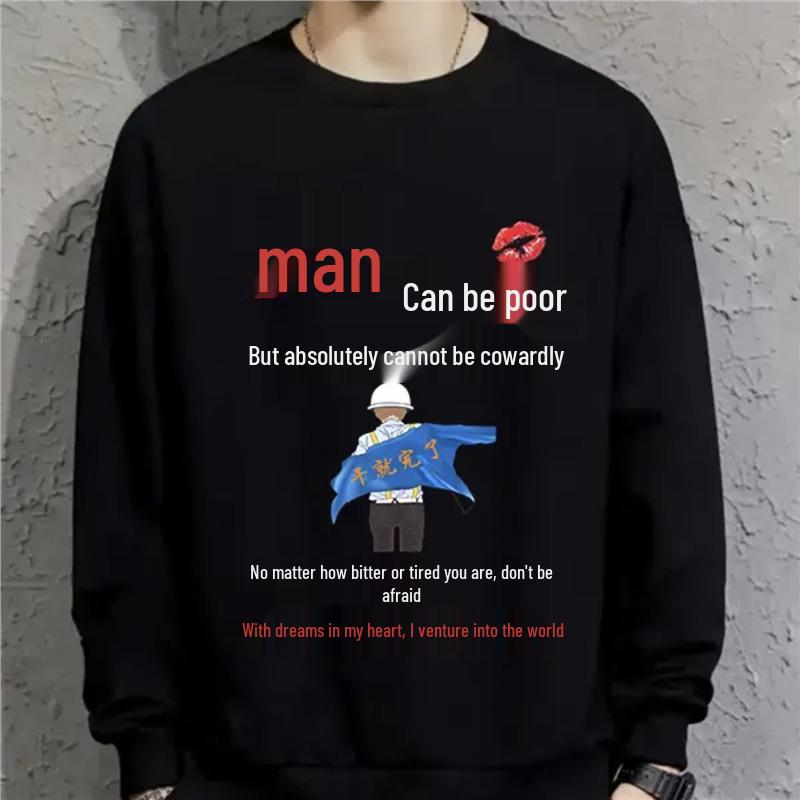 Men s Trendy Printed Round Neck Hoodie - Winter New Arrival 5XL